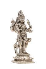 Brass Silver-Coated Superfine Standing Bhairo Baba Idol- 5.5 Inches - Image 6