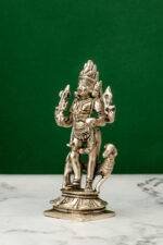 Brass Silver-Coated Superfine Standing Bhairo Baba Idol- 5.5 Inches - Image 3