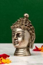 Brass Silver Coated Superfine Buddha Face - 3.15 Inch - Image 2