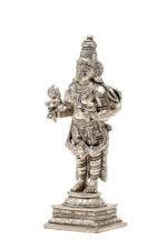 Brass Silver-Coated Superfine Standing Lord Dhanvantari Idol - 6.35 Inches - Image 7