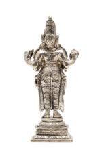 Brass Silver-Coated Superfine Standing Lord Dhanvantari Idol - 6.35 Inches - Image 5