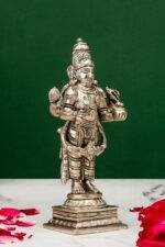 Brass Silver-Coated Superfine Standing Lord Dhanvantari Idol - 6.35 Inches - Image 4