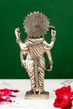 Brass Silver-Coated Superfine Standing Lord Dhanvantari Idol- 7.5 Inches - Image 3