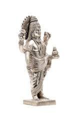 Brass Silver-Coated Superfine Standing Lord Dhanvantari Idol- 7.5 Inches - Image 5