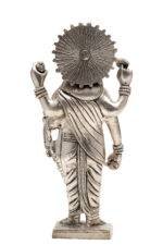 Brass Silver-Coated Superfine Standing Lord Dhanvantari Idol- 7.5 Inches - Image 8