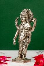 Brass Silver-Coated Superfine Standing Lord Dhanvantari Idol- 7.5 Inches - Image 2