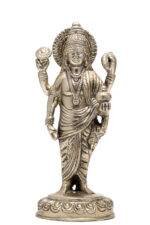 Brass Silver-Coated Superfine Standing Lord Dhanvantari Idol- 7.5 Inches - Image 7