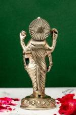 Brass Silver-Coated Superfine Standing Lord Dhanvantari Idol- 7.5 Inches - Image 3