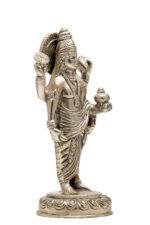 Brass Silver-Coated Superfine Standing Lord Dhanvantari Idol- 7.5 Inches - Image 5