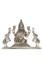 Brass Silver Coated Superfine Gaj Laxmi Mata Idol - 3.15 Inch - Image 5