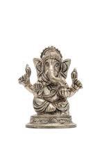 Brass Silver Coated Superfine Ganapati Idol - Vighnaharta - 2.75 Inch - Image 8