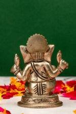 Brass Silver Coated Superfine Ganapati Idol - Vighnaharta - 2.75 Inch - Image 3