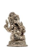 Brass Silver Coated Superfine Ganapati Idol - Vighnaharta - 2.75 Inch - Image 6