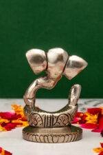 Brass Silver Coated Superfine Ganapati Idol - Modern Design - 2.75 Inch - Image 3