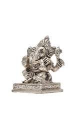 Brass Silver Coated Superfine Ganesh Idol - Vighnaharta - 2.75 Inch - Image 4
