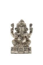 Brass Silver Coated Superfine Ganapati Idol - Vighnaharta - 2.75 Inch - Image 8