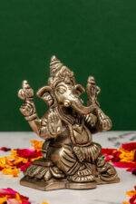 Brass Silver Coated Superfine Ganapati Idol - Vighnaharta - 3.15 Inch - Image 4