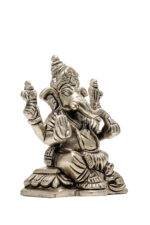 Brass Silver Coated Superfine Ganapati Idol - Vighnaharta - 3.15 Inch - Image 6