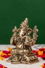 Brass Silver Coated Superfine Ganapati Idol - Vighnaharta - 3.15 Inch - Image 2