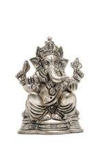 Brass Silver Coated Superfine Ganapati Idol - Vighnaharta - 3.35 Inch - Image 9