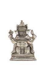Brass Silver Coated Superfine Ganapati Idol - Vighnaharta - 3.35 Inch - Image 5