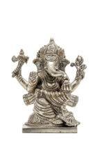 Brass Silver Coated Superfine Ganapati Idol - Detail Carving - 4 Inch - Image 8