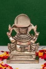 Brass Silver Coated Superfine Ganapati Idol - Detail Carving - 4 Inch - Image 3