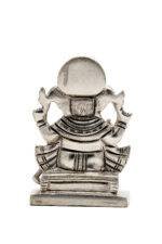 Brass Silver Coated Superfine Ganapati Idol - Detail Carving - 4 Inch - Image 5