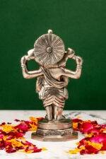 Brass Silver Coated Superfine Ganapati Idol - Standing - 6.3 Inch - Image 3