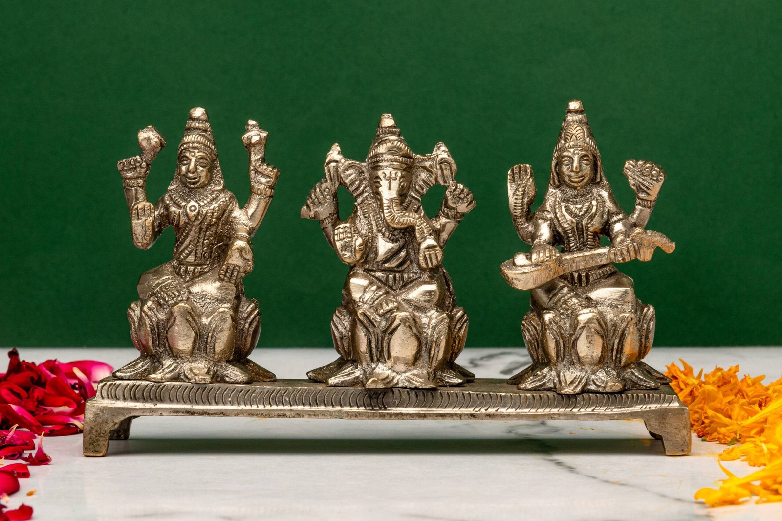 brass Ganesh 573 (8) Ganesh Laxmi Saraswati Idols
