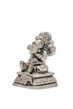 Brass Silver Coated Ganesh Idol Miniature - Vighnaharta - 1.75 Inch - Image 5