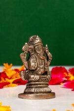 Brass Silver Coated Ganesh Idol Miniature - Vighnaharta - 2 Inch - Image 4