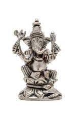 Brass Superfine Silver Coated Ganesh Idol Miniature - Vighnaharta - 2.60 Inch - Image 8