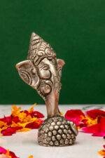 Brass Superfine Silver Coated Ganesh Idol Face - 3.35 Inch - Image 4