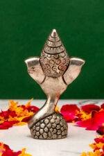 Brass Superfine Silver Coated Ganesh Idol Face - 3.35 Inch - Image 3