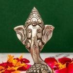 Brass Superfine Silver Coated Ganesh Idol Face - 3.35 Inch