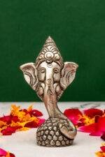 Brass Superfine Silver Coated Ganesh Idol Face - 3.35 Inch