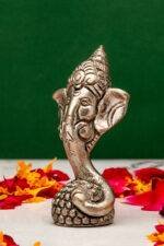 Brass Superfine Silver Coated Ganesh Idol Face - 3.35 Inch - Image 2