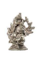 Brass Silver Coated 10 Bhuja Ganesh Idol with Laxmi - Vighnaharta - 3 Inch - Image 6
