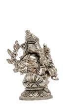 Brass Silver Coated 10 Bhuja Ganesh Idol with Laxmi - Vighnaharta - 3 Inch - Image 5