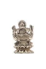 Brass Silver-Coated Superfine Ganesh Laxmi Idol - On Lotus - 2.35 Inches - Image 18
