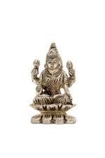 Brass Silver-Coated Superfine Ganesh Laxmi Idol - On Lotus - 2.35 Inches - Image 17