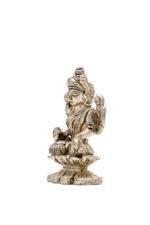 Brass Silver-Coated Superfine Ganesh Laxmi Idol - On Lotus - 2.35 Inches - Image 16