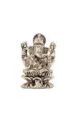 Brass Silver-Coated Superfine Ganesh Laxmi Idol - On Lotus - 2.35 Inches - Image 21