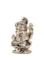 Brass Silver-Coated Superfine Ganesh Laxmi Idol - On Lotus - 2.35 Inches - Image 20