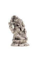 Brass Silver-Coated Superfine Ganesh Laxmi Idol - On Lotus - 2.35 Inches - Image 23