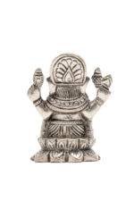 Brass Silver-Coated Superfine Ganesh Laxmi Idol - On Lotus - 2.35 Inches - Image 16