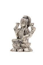 Brass Silver-Coated Superfine Ganesh Laxmi Idol - On Lotus - 2.35 Inches - Image 14