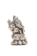 Brass Silver-Coated Superfine Ganesh Laxmi Idol - On Lotus - 2.35 Inches - Image 18