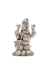Brass Silver-Coated Superfine Ganesh Laxmi Idol - On Lotus - 2.35 Inches - Image 15